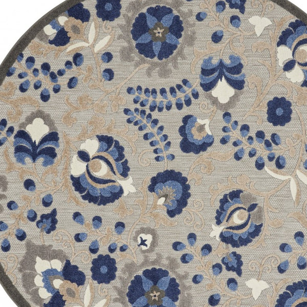 Homeroots 10' Blue And Gray Indoor Outdoor Area Rug – Durable, Stylish, And Easy To Maintain For Any Space 8' Round Area Rug Polypropylene 384864