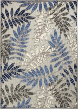 HomeRoots 5' Blue and Gray Floral Area Rug - Durable Indoor Outdoor Comfort for Stylish Living Spaces 5' x 8' 384871