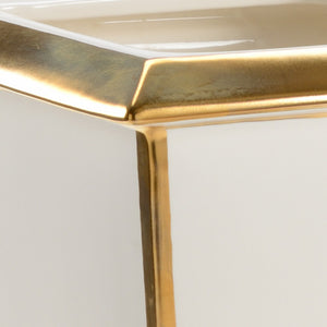 Chelsea House Roche White Glazed Urn With Gold Accents — 18" Sculptural Mantel DéCor, Timeless Luxe Accent Piece 384873