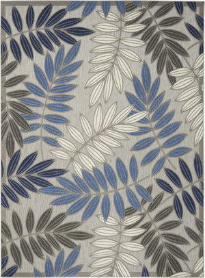 HomeRoots 5' Blue and Gray Floral Area Rug - Durable Indoor Outdoor Comfort for Stylish Living Spaces 6' x 9' 384873