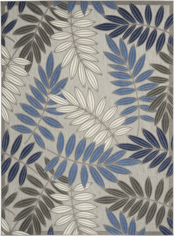 Homeroots 6' X 9' Grey/Blue Floral Indoor Outdoor Area Rug  Polypropylene 384873