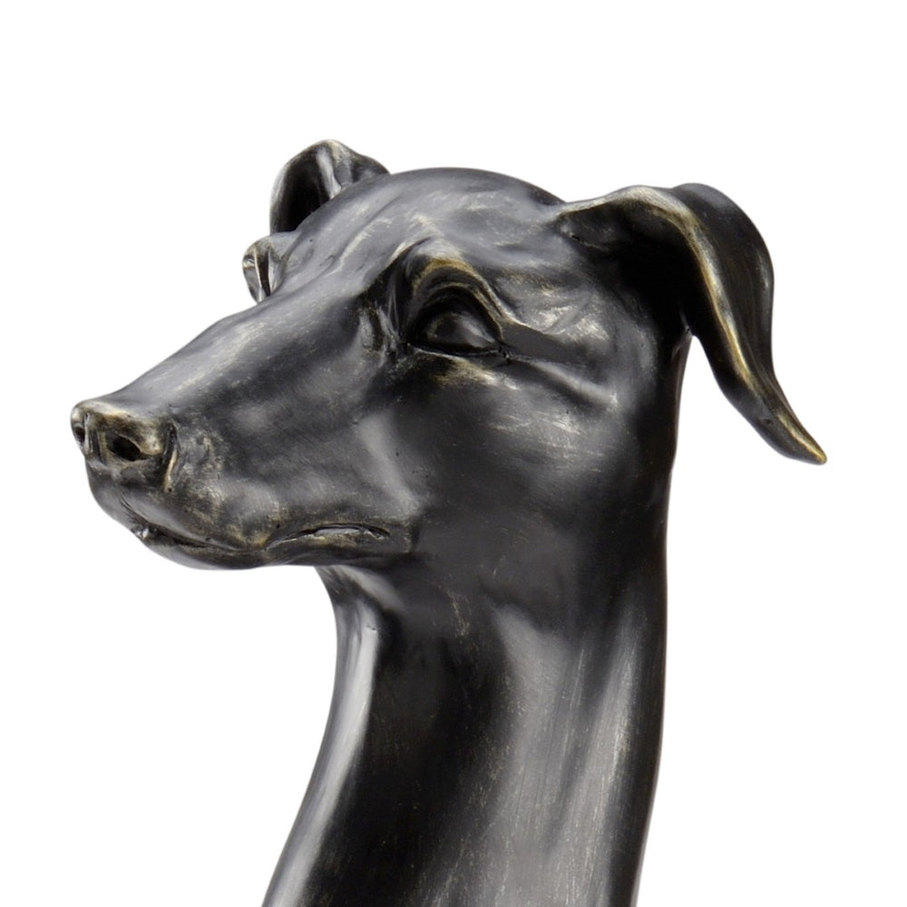 Chelsea House Greyhound Claire Bell Sculpture In Black Composite With Antique Gold Leaf Base — Sleek 29" Decorative Accent 384876