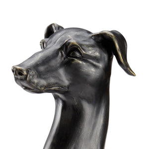 Chelsea House Greyhound Claire Bell Sculpture In Black Composite With Antique Gold Leaf Base — Sleek 29" Decorative Accent 384876