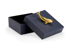 Chelsea House William William Whale Box Navy Faux-Leather Jewelry Box With Gold Whale Accent, Felt Lined, 7X8x8 In. 384883