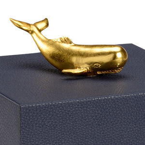Chelsea House William William Whale Box Navy Faux-Leather Jewelry Box With Gold Whale Accent, Felt Lined, 7X8x8 In. 384883