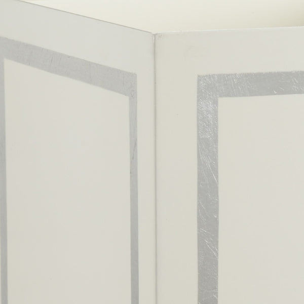 Chelsea House Ibiza Cream Wastebasket By Claire Bell With Metallic Silver Trim — Durable 11" X 9" Stylish Accent For Bathroom 384888