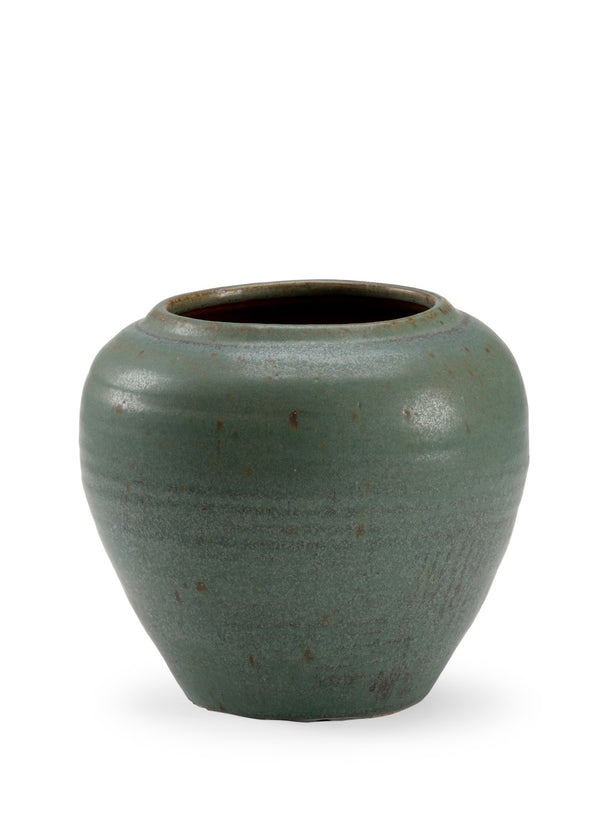 Chelsea House Japanese Hand-Finished Green Planter With Antique Moss Glaze — Ceramic Accent For Succulents, 11" H 384897