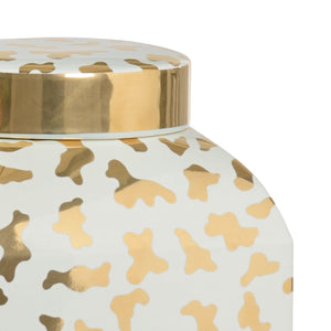 Chelsea House Jungle Mint Ginger Jar By Shayla Copas — 12.5" Ceramic Accent With Metallic Gold Cheetah Print Elegance 384900