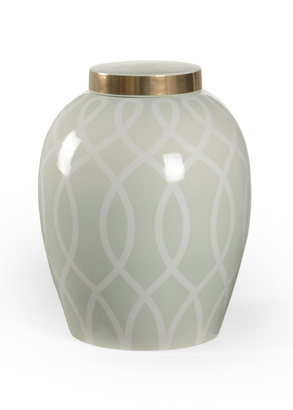 Chelsea House Sarah Elongated Ginger Jar By Shayla Copas — Midsize Metallic Satin Gold & Mint Ceramic Vase For Mantels 384906