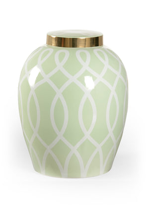 Chelsea House Sarah Ginger Jar Pistachio By Shayla Copas — Midsize Geometric Ceramic Vase With Satin Gold Accents, 22" H 384907