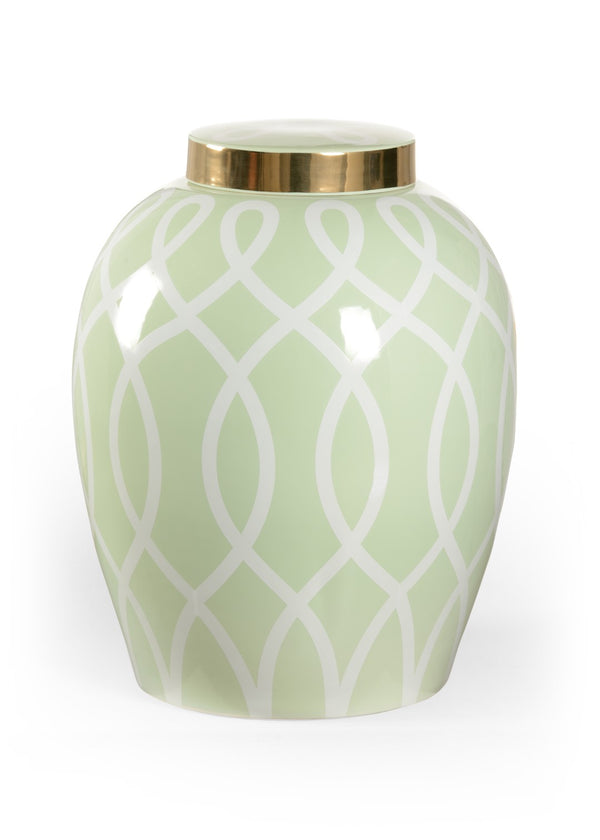 Chelsea House Sarah Ginger Jar Pistachio By Shayla Copas — Midsize Geometric Ceramic Vase With Satin Gold Accents, 22" H 384907