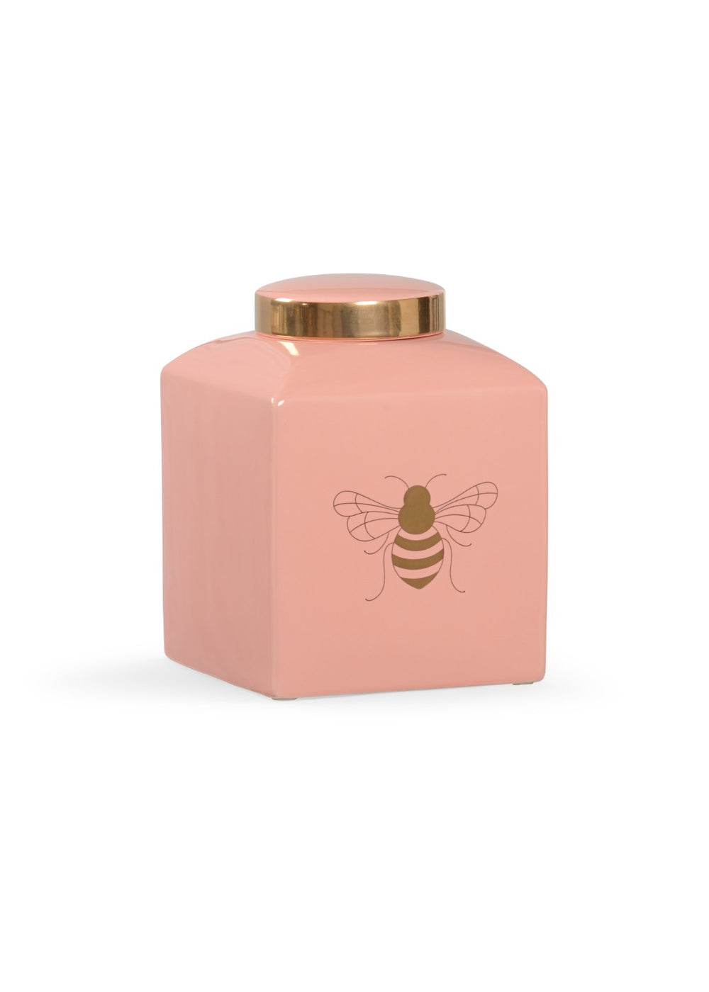 Chelsea House Bee Gracious Ginger Jar Coral — Petite Coral Ceramic Accent With Satin Gold Bee Motif For Shelves & Tables 384910