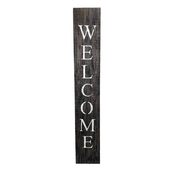 Homeroots 5' Rustic Black And White Front Porch Welcome Sign  Wood 384911