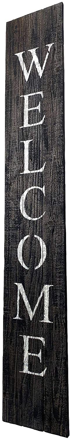 Homeroots 5' Rustic Black And White Front Porch Welcome Sign  Wood 384911