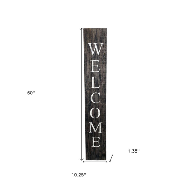Homeroots 5' Rustic Black And White Front Porch Welcome Sign  Wood 384911