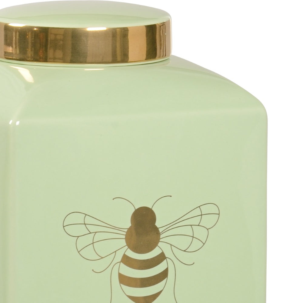 Chelsea House Bee Gracious Ginger Jar By Shayla Copas — Pistachio Glaze With Metallic Gold Bee, Petite 9.5" Accent Piece 384912