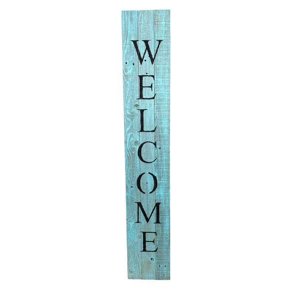 Homeroots 5' Rustic Light Aqua Blue Front Porch Welcome Sign  Wood 384912