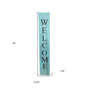 Homeroots 5' Rustic Light Aqua Blue Front Porch Welcome Sign  Wood 384912