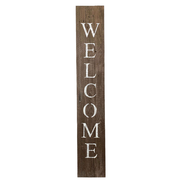 Homeroots 5' Rustic Espresso Brown And White Front Porch Welcome Sign  Wood 384913