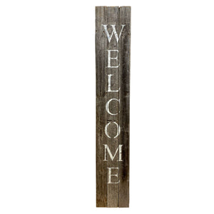 Homeroots 5' Rustic Dark Gray And White Wood Porch Welcome Sign  Wood 384914