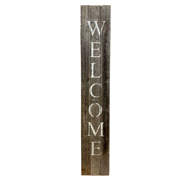 Homeroots 5' Rustic Dark Gray And White Wood Porch Welcome Sign  Wood 384914