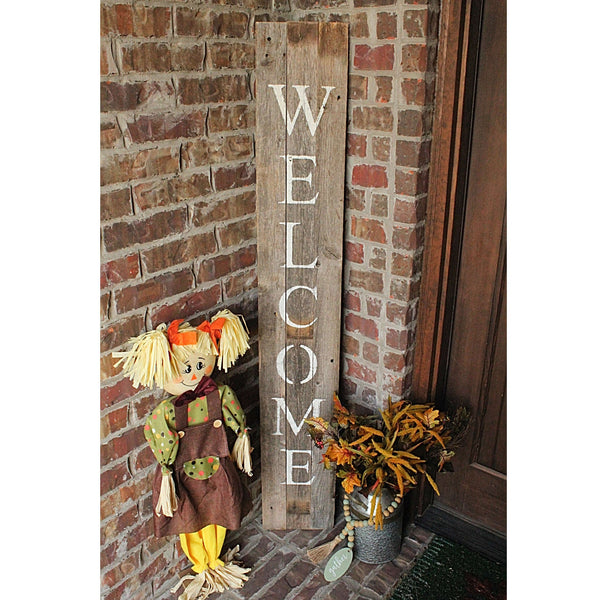 Homeroots 5' Rustic Dark Gray And White Wood Porch Welcome Sign  Wood 384914