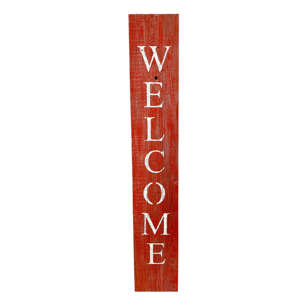 Homeroots 5" Rustic Red And White Front Porch Welcome Sign  Wood 384915