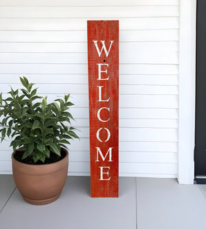 Homeroots 5" Rustic Red And White Front Porch Welcome Sign  Wood 384915
