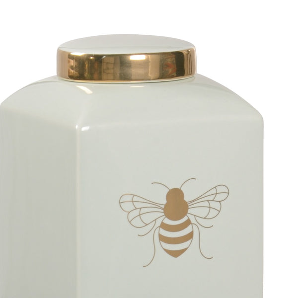 Chelsea House Bee Mini Ginger Jar With Satin Gold Bee Accent By Frostworks — Mint Ceramic Decor For Tables, Gifts 384916