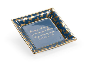 Chelsea House Square Jungle Verse Plate Shayla Copas Blue Glazed Ceramic With Metallic Gold Jungle Border & Verse 384925