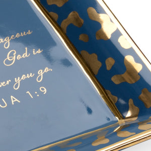 Chelsea House Square Jungle Verse Plate Shayla Copas Blue Glazed Ceramic With Metallic Gold Jungle Border & Verse 384925