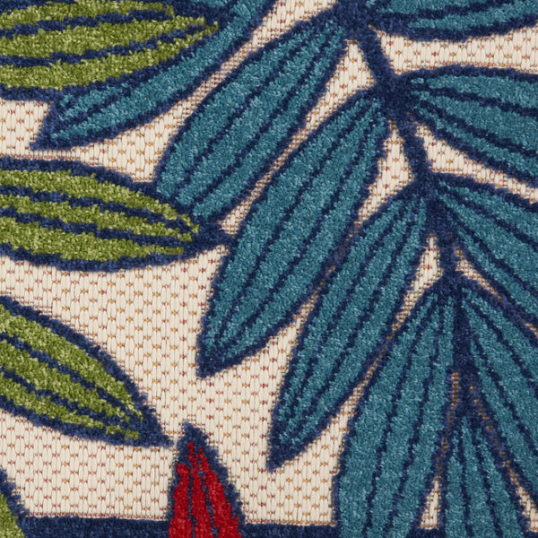 Homeroots 10' Ivory And Blue Floral Indoor Outdoor Area Rug - Perfect For Living Spaces, Patios, And More! 2?X 12? Runner Polypropylene 384938