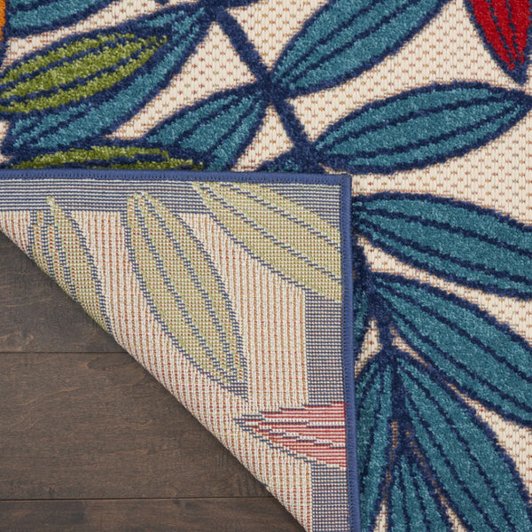 Homeroots 10' Ivory And Blue Floral Indoor Outdoor Area Rug - Perfect For Living Spaces, Patios, And More! 2?X 12? Runner Polypropylene 384938