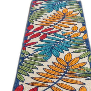 Homeroots 10' Ivory And Blue Floral Indoor Outdoor Area Rug - Perfect For Living Spaces, Patios, And More! 2?X 12? Runner Polypropylene 384938