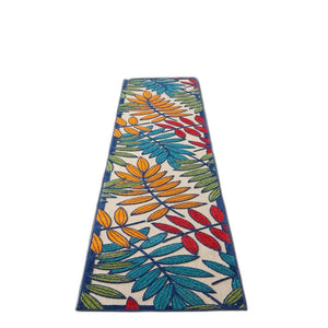 Homeroots 10' Ivory And Blue Floral Indoor Outdoor Area Rug - Perfect For Living Spaces, Patios, And More! 2?X 12? Runner Polypropylene 384938