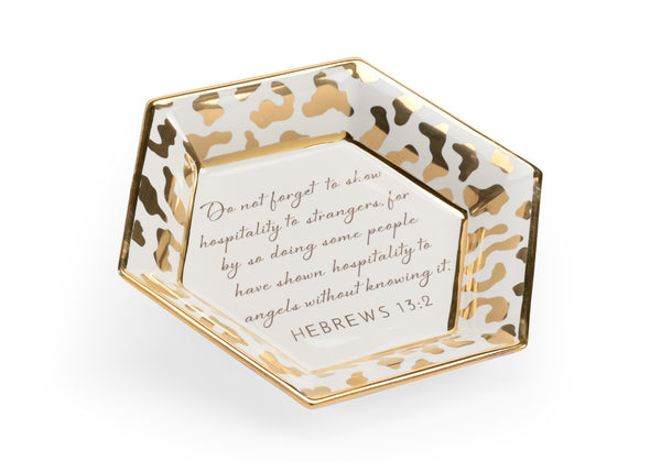 Chelsea House Honeycomb Hexagon Plate With Gold Jungle Border & Inspirational Verse By Shayla Copas — Gift Art 384939
