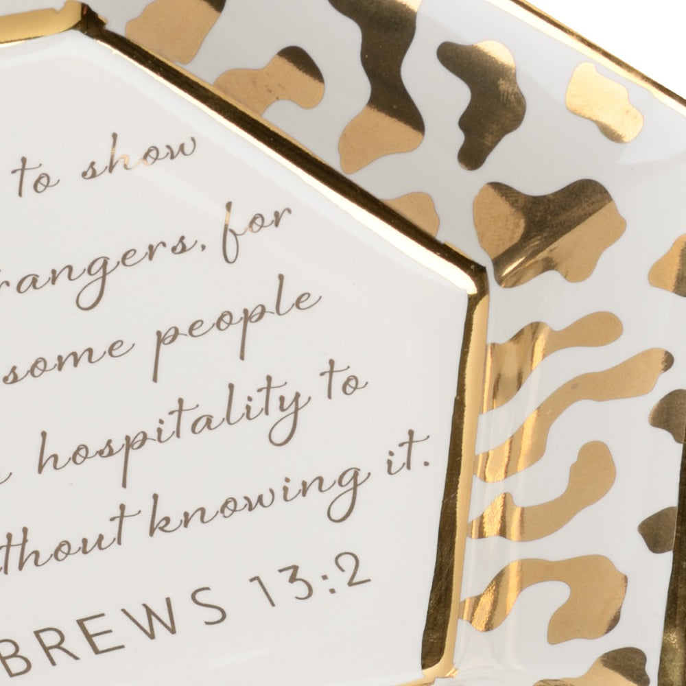 Chelsea House Honeycomb Hexagon Plate With Gold Jungle Border & Inspirational Verse By Shayla Copas — Gift Art 384939