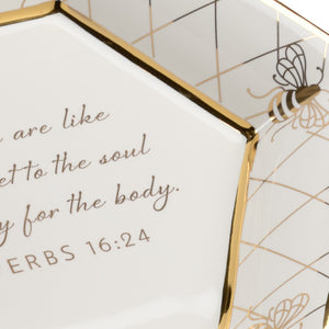 Chelsea House Honeycomb Hexagon Plate With Gold Bee Border & Proverbs Verse By Shayla Copas — Elegant Gift Decor 384944