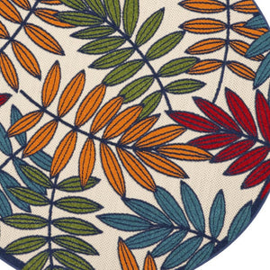 HomeRoots 5' Ivory and Blue Floral Area Rug - Durable Indoor Outdoor Design for Timeless Elegance and Comfort 5? Round Multicolored Leaves 384944