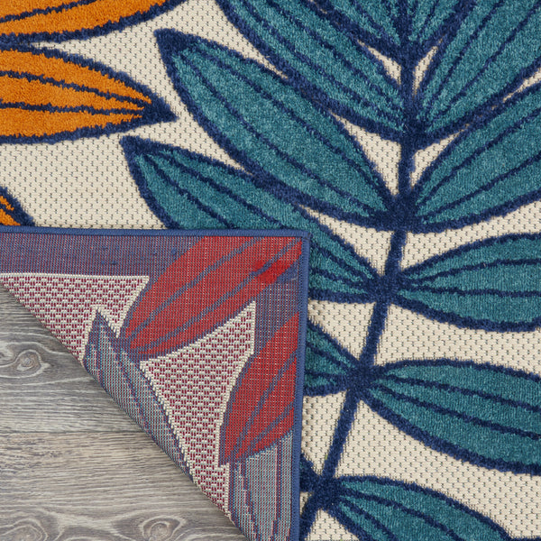 Homeroots 10' Ivory And Blue Floral Indoor Outdoor Area Rug - Perfect For Living Spaces, Patios, And More! 6?X 9? Polypropylene 384945