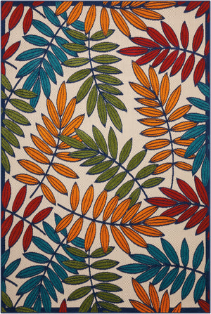 Homeroots 10' Ivory And Blue Floral Indoor Outdoor Area Rug - Perfect For Living Spaces, Patios, And More! 6?X 9? Polypropylene 384945