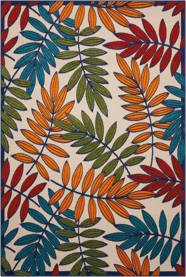 Homeroots 10' Ivory And Blue Floral Indoor Outdoor Area Rug - Perfect For Living Spaces, Patios, And More! 6?X 9? Polypropylene 384945