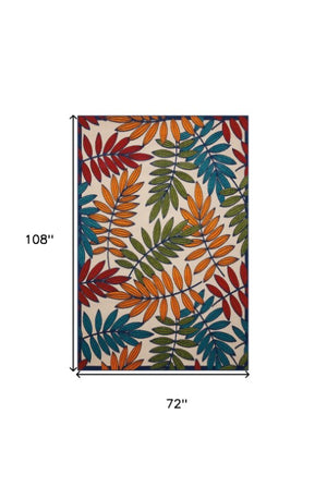 Homeroots 10' Ivory And Blue Floral Indoor Outdoor Area Rug - Perfect For Living Spaces, Patios, And More! 6?X 9? Polypropylene 384945