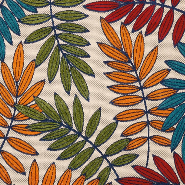 HomeRoots 5' Ivory and Blue Floral Area Rug - Durable Indoor Outdoor Design for Timeless Elegance and Comfort 6?x 9? Multicolored Leaves 384945