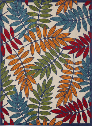 Homeroots 10' Ivory And Blue Floral Indoor Outdoor Area Rug - Perfect For Living Spaces, Patios, And More! 7?X 10? Polypropylene 384946