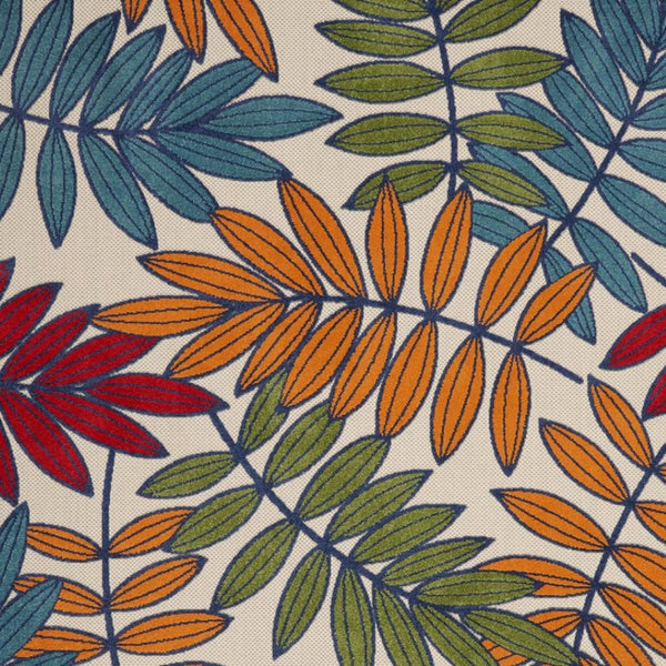 HomeRoots 5' Ivory and Blue Floral Area Rug - Durable Indoor Outdoor Design for Timeless Elegance and Comfort 7?x 10? Multicolored Leaves 384946