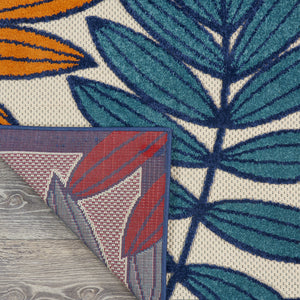 Homeroots 10' Ivory And Blue Floral Indoor Outdoor Area Rug - Perfect For Living Spaces, Patios, And More! 8?X 11? Polypropylene 384947