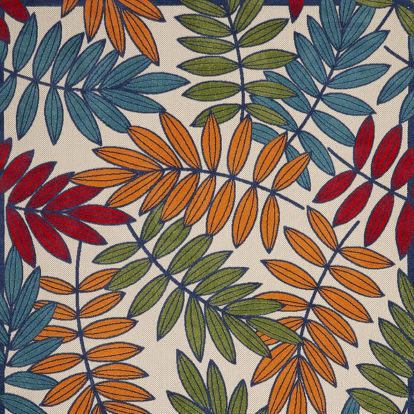 HomeRoots 5' Ivory and Blue Floral Area Rug - Durable Indoor Outdoor Design for Timeless Elegance and Comfort 8?x 11? Multicolored Leaves 384947