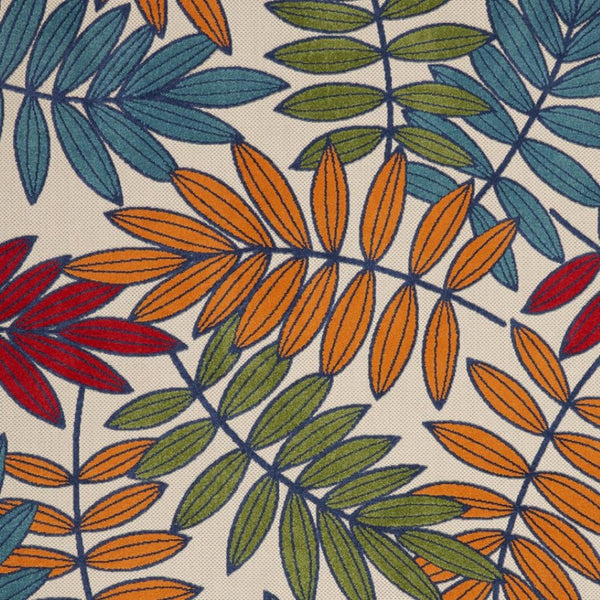 HomeRoots 5' Ivory and Blue Floral Area Rug - Durable Indoor Outdoor Design for Timeless Elegance and Comfort 8?x 11? Multicolored Leaves 384947