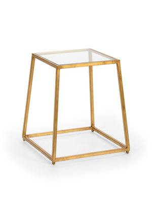 Chelsea House Bauhaus Side Table By Jamie Merida — Gold Leaf Iron Base With Tempered Beveled Glass, Compact Chic 384952